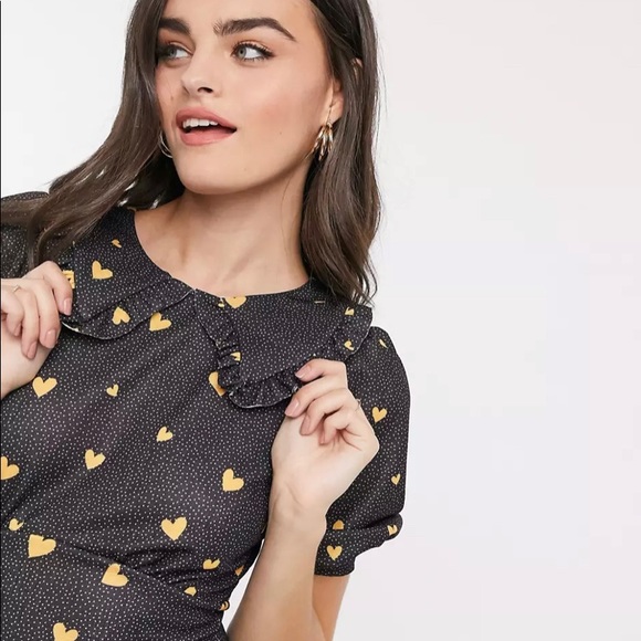 ASOS mini dress w/ collar black heart dress - Picture 4 of 7